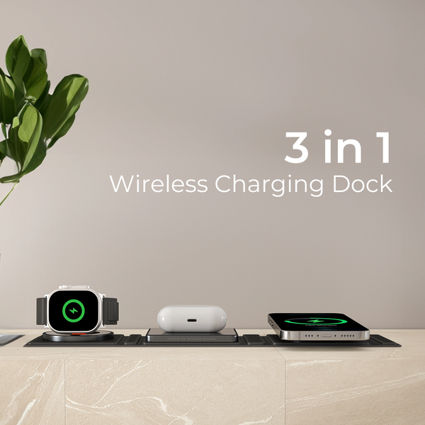 Foldable 3-in-1 wireless fast charger