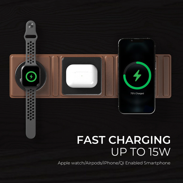 Foldable 3-in-1 wireless fast charger