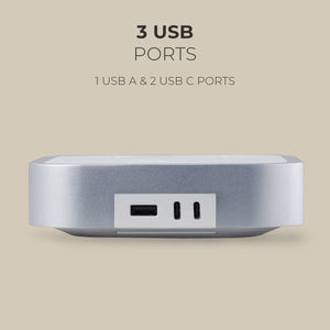 Wireless Charger
Description
Crafted using super-sturdy aluminum, the Woodie Hub charges 6 devices in one with style and elegance. Just place your Qi-compatible smartphone on Woodie Hub – Absolute Grey