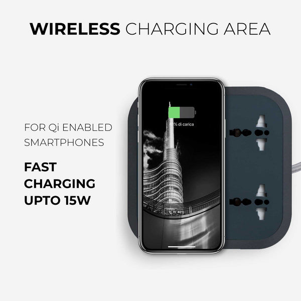 Description
Crafted using super-sturdy aluminum, the Woodie Hub charges 5 devices in one with style and elegance. Just place your Qi-compatible smartphone on Woodie Hub – Dark Rise