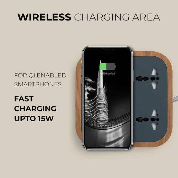 Wireless Charger
Description
Crafted with precious walnut wood, the Woodie Hub charges  6 devices in one with style and elegance. Just place your Qi-compatible smartphone Woodie Hub – Espresso Pill