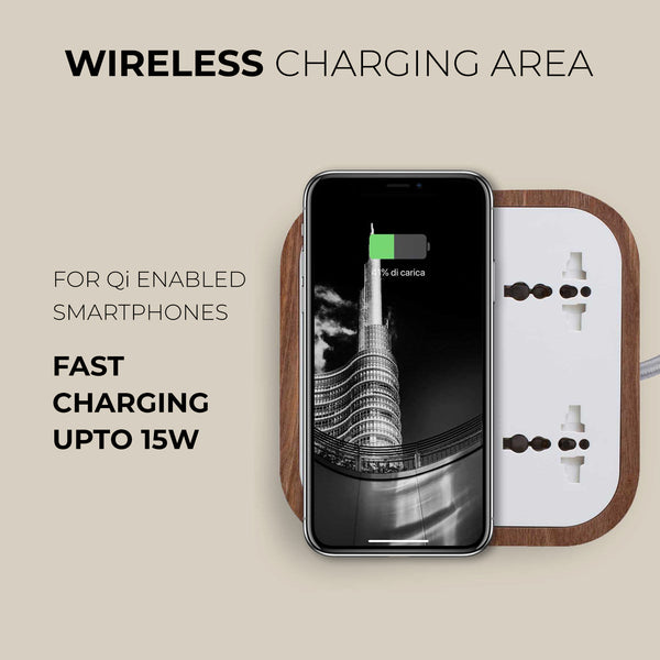 Wireless Charger
Description
Crafted with precious oak, the Woodie Hub charges 6 devices in one with style and elegance. Just place your Qi-compatible smartphone on top of theWoodie Hub – Wood Master