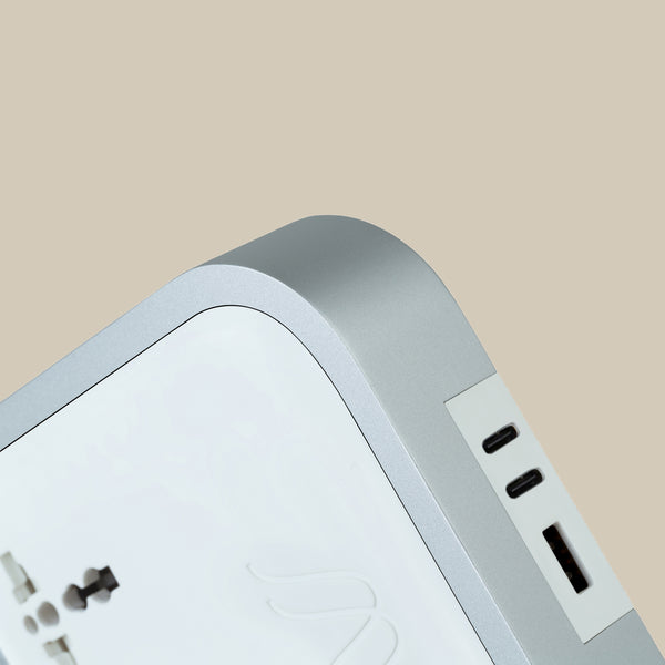 Wireless Charger
Description
Crafted using super-sturdy aluminum, the Woodie Hub charges 6 devices in one with style and elegance. Just place your Qi-compatible smartphone on Woodie Hub – Absolute Grey
