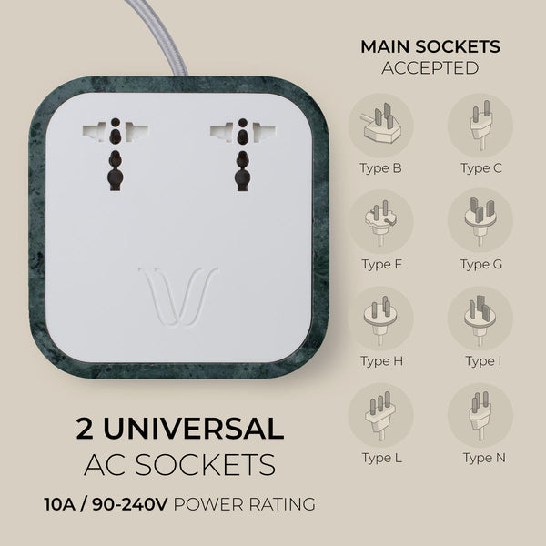 Wireless Charger
Description
Crafted with exclusive Guatemala marble, the Woodie Hub charges 6 devices in one with style and elegance. Just place your Qi-compatible smartpWoodie Hub – Gitan Soul