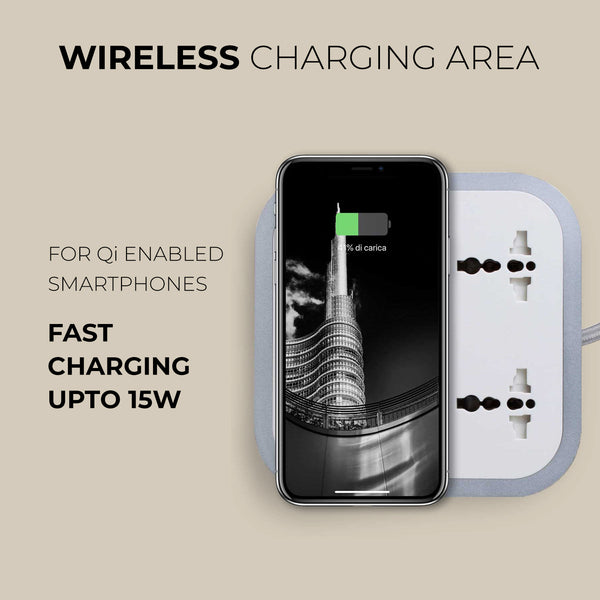 Wireless Charger
Description
Crafted using super-sturdy aluminum, the Woodie Hub charges 6 devices in one with style and elegance. Just place your Qi-compatible smartphone on Woodie Hub – Absolute Grey