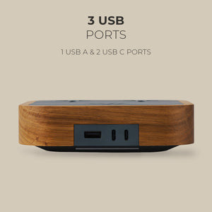 Wireless Charger
Description
Crafted with precious walnut wood, the Woodie Hub charges  6 devices in one with style and elegance. Just place your Qi-compatible smartphone Woodie Hub – Espresso Pill