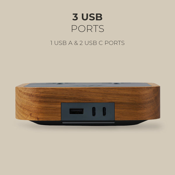 Wireless Charger
Description
Crafted with precious walnut wood, the Woodie Hub charges  6 devices in one with style and elegance. Just place your Qi-compatible smartphone Woodie Hub – Espresso Pill
