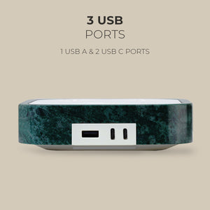 Wireless Charger
Description
Crafted with exclusive Guatemala marble, the Woodie Hub charges 6 devices in one with style and elegance. Just place your Qi-compatible smartpWoodie Hub – Gitan Soul