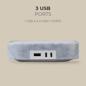 Wireless Charger
Description
Crafted with exclusive Carrara marble, the Woodie Hub charges 6 devices in one with style and elegance. Just place your Qi-compatible smartphoWoodie Hub – Italian Classic